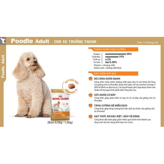 Thức ăn cho chó Royal Canin Poodle Adult cho chó Poodle - 500g