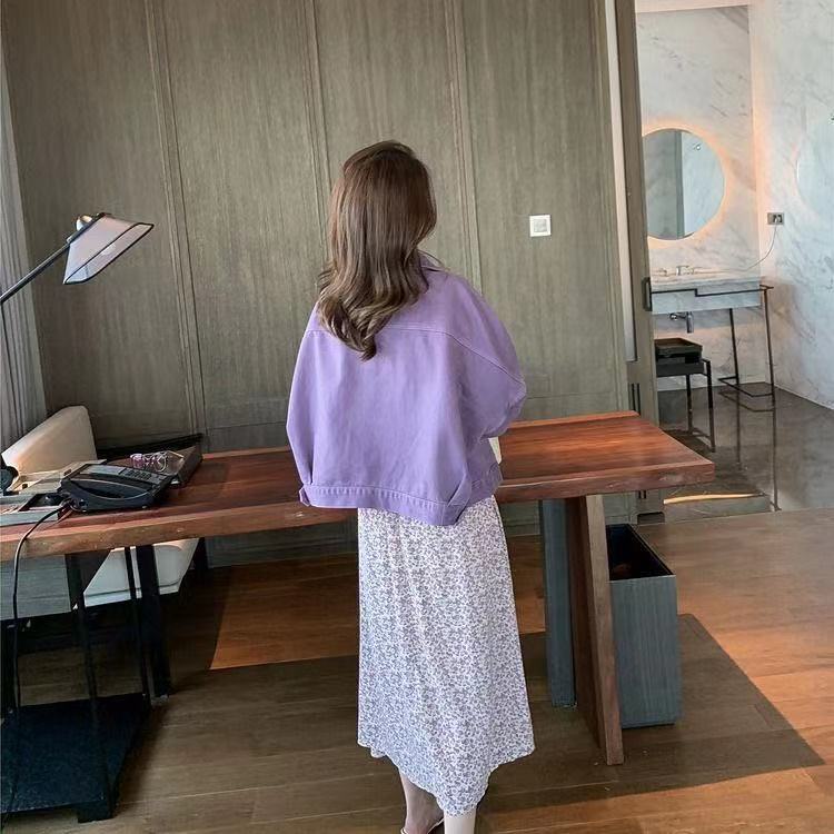 Áo Khoác Denim Tay Dài Dáng Rộng Phong Cách Hàn Quốc