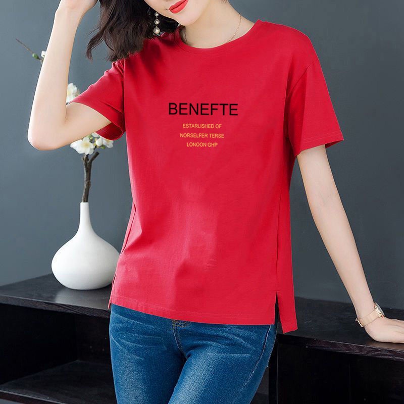 Short-sleeved T-shirt women's summer middle-aged mother's loose large size printed tops
