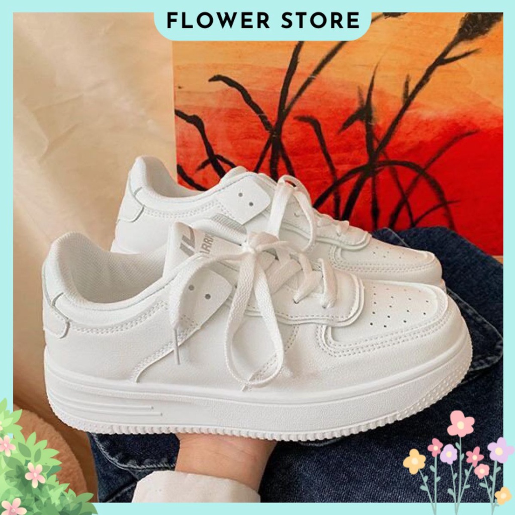 Giày thể thao sneaker nam nữ vải canvas trắng đế bánh mỳ Ulzzang FLOWER G17 - nguyentrang239
