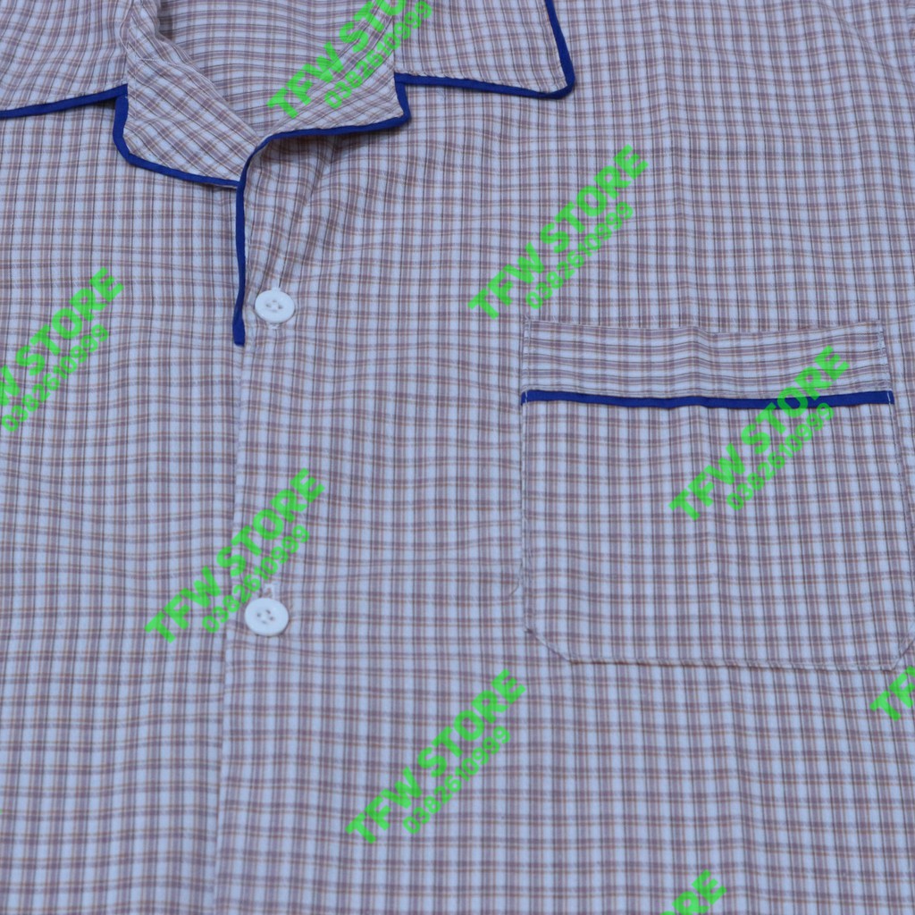 Bộ pijama nam trung niên vải kate kẻ sọc , quần áo mặc nhà, bộ ngủ cho ông, cho bố - Hàng VN