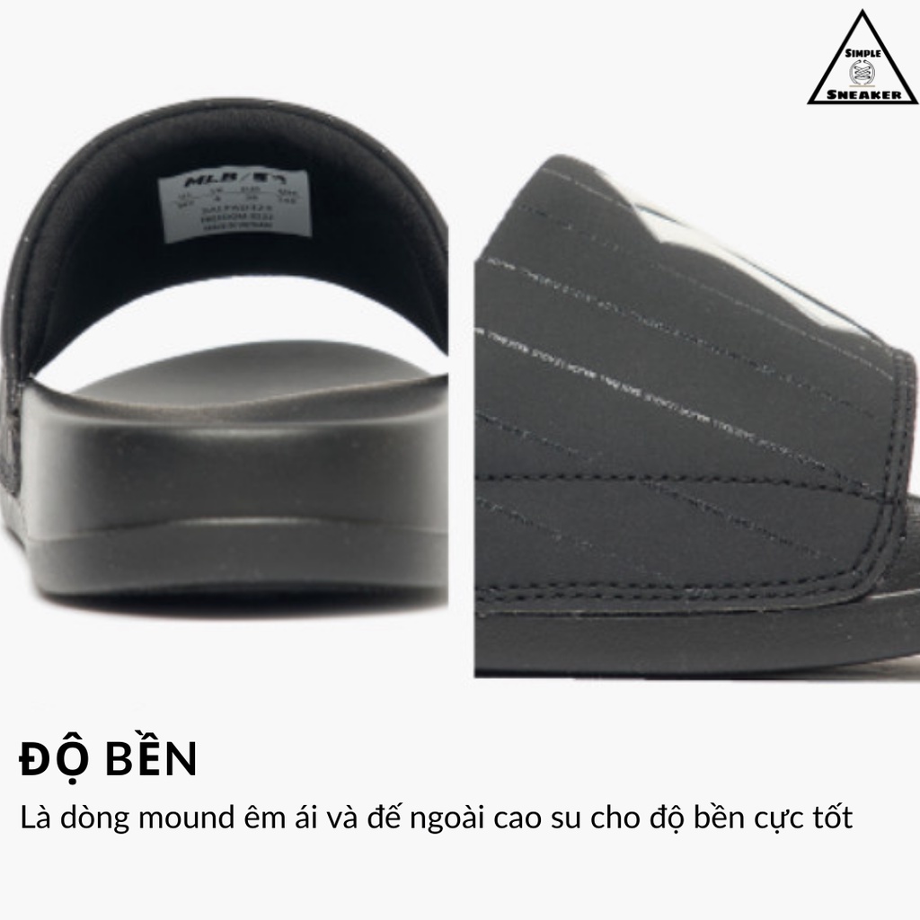 Dép MLB New Mound NY CHÍNH HÃNGMLB New Mound New York Yankees Màu Đen Slide - Dép Quai Ngang Hàn Quốc - Simple Sneaker