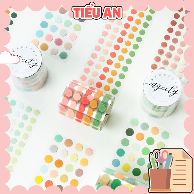 Sticker dán tròn  - 50 mm x 3.0 m - Ghi chú - Washi Tape trang trí