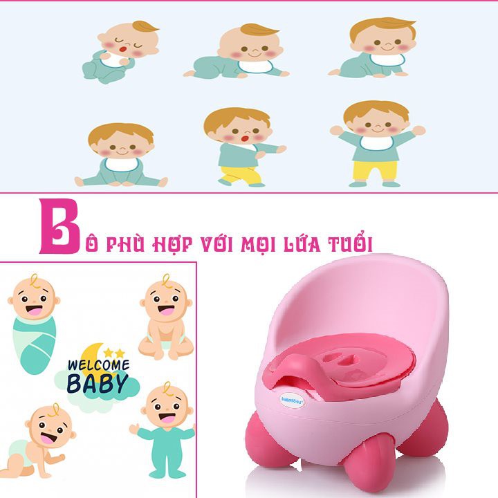 Bô cho bé đi vệ sinh, Ghế bô Hokori Baby VIỆT NHẬT có tựa lưng cao cấp (bô ngồi 4 chân trẻ em) -Br 01315