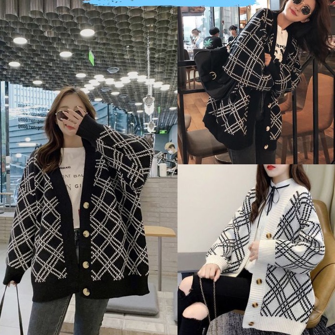 Áo Khoác Cardigan Nữ Hàng Quảng Châu Cao Cấp  - Áo Khoác Len Họa Tiết Kẻ Sọc Chéo Siêu Dày Dặn - A118