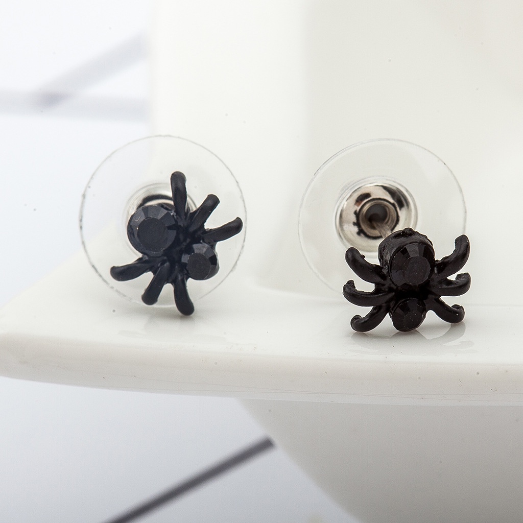 1 Cặp Bông Tai Hình Nhện Đen 3D Sáng Tạo Bằng Resin Thời Trang Cho Nữ