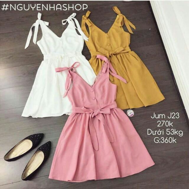 Đầm cách điệu nơ - còn vàng