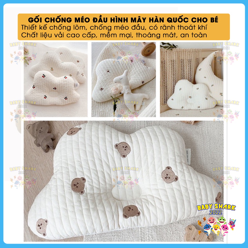 Gối chống méo đầu cho bé cao cấp hình đám mây phong cách Hàn Quốc