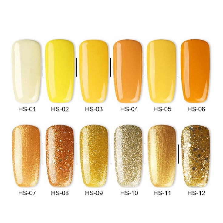 Sơn gel AS sơn móng tay gel màu vàng chanh nhũ kim tuyến chai 15ml mã HS