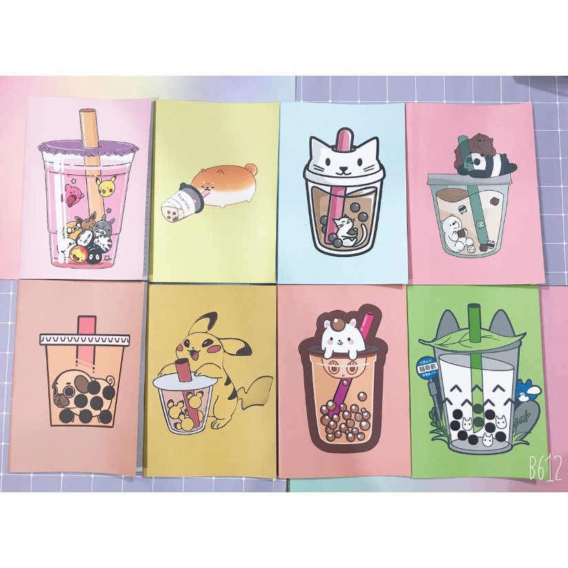 Vở trà sữa kẻ ngang S7VI33 vở boba tea 25x17cm 80 trang giấy đẹp