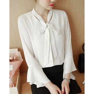 Áo kiểu tay loe nơ cổ