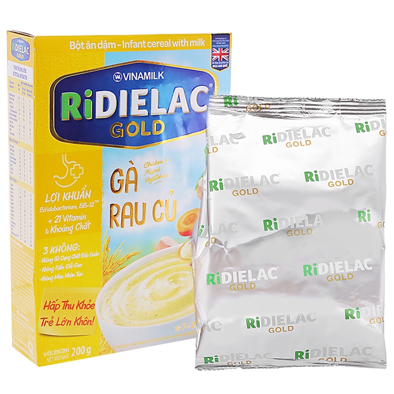 Bột Ăn Dặm RIDIELAC GOLD Gà rau củ - Hộp giấy 200g