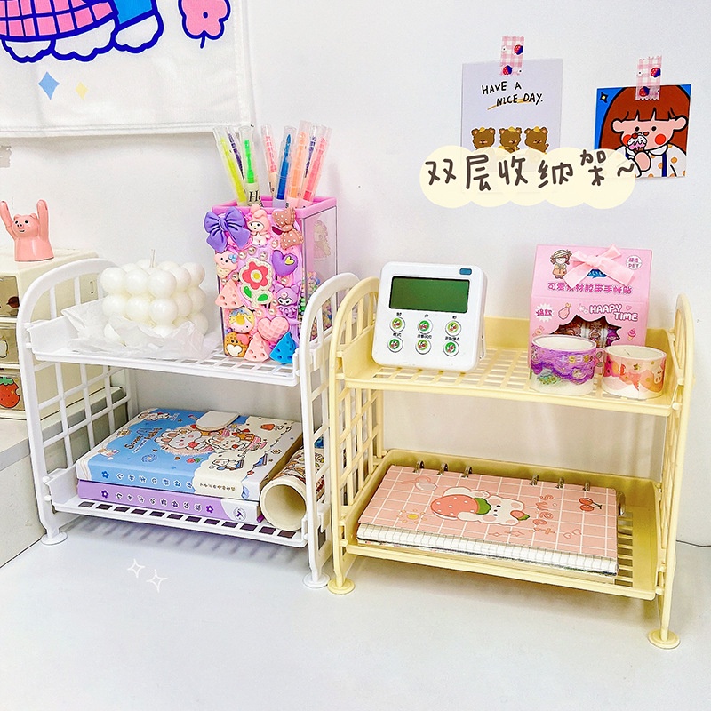 Kệ mini để bàn nhỏ gọn tiện dụng TIHI, Kệ nhỏ để vật dụng trên bàn dành cho học sinh sinh viên