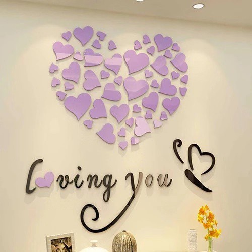 decal dán tường Họa Tiết 3d Hình Trái Tim Dùng Trang Trí Phòng Khách, Văn Phòng trang trí nhà