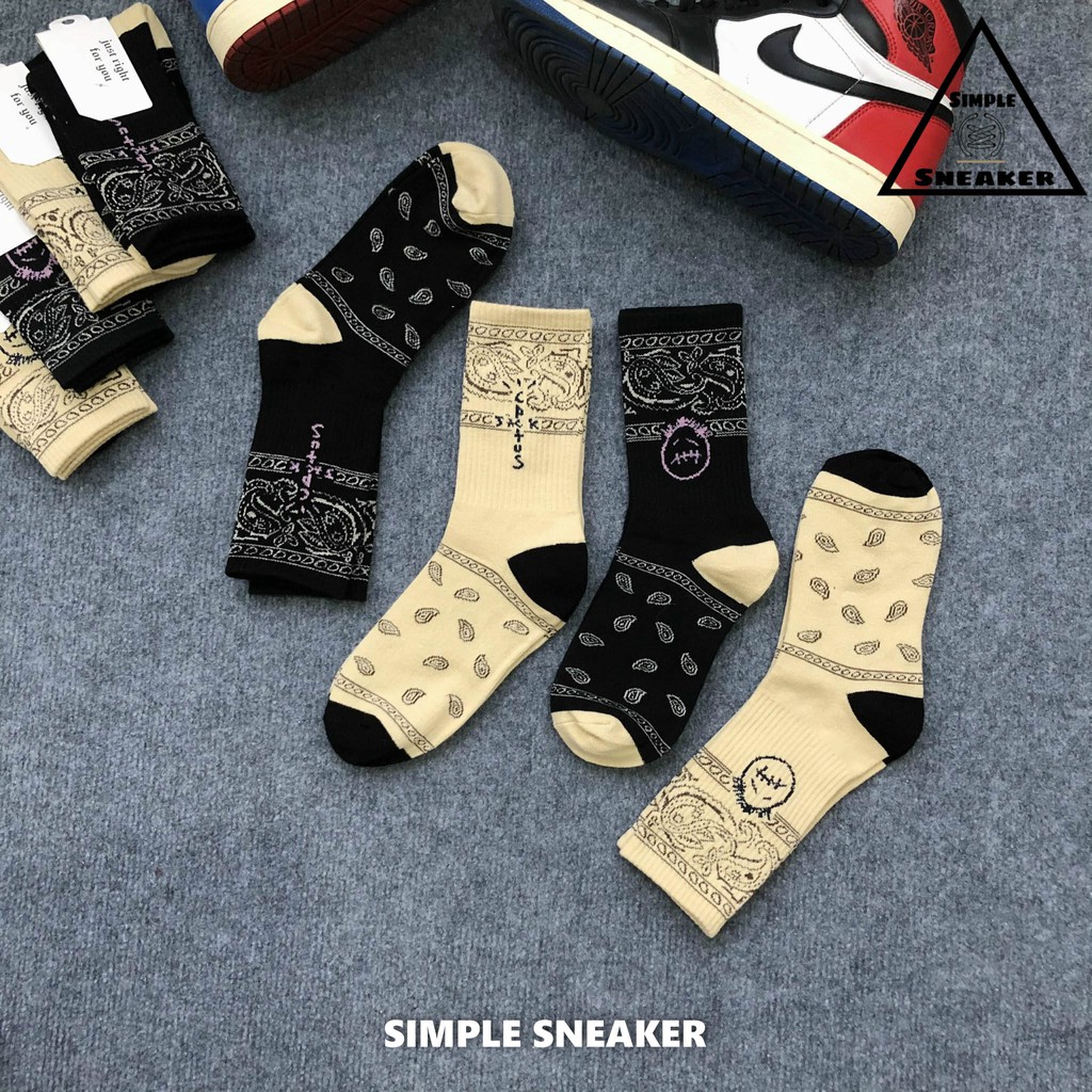 Vớ Cổ Cao Thể Thao Travis Scott 🔴FREE SHIP🔴 Tất Nam Nữ Unisex Họa Tiết Bandana - Phối Giày Jordan