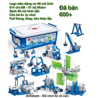 Bộ Lego Robot có động cơ Sách 80 mô hình sẵn - 614pcs Hãng BanBao, Đồ chơi thông minh tương thích Lego Education