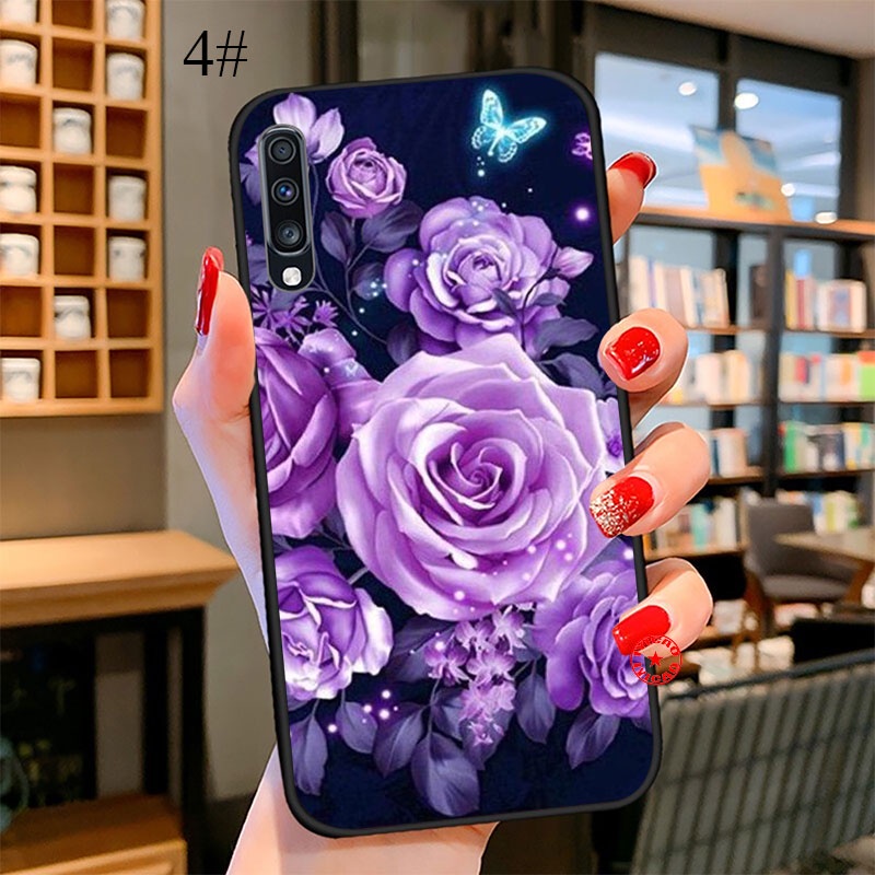 Ốp Điện Thoại Dẻo Họa Tiết Hoa Hồng Tím Xinh Xắn Cho Samsung Galaxy S21S S21 Ultra Plus Fe A72 A32 A22 YE68