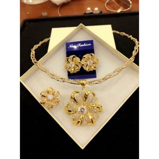 Bộ trang sức nữ hoa đồng non mạ vàng cao cấp