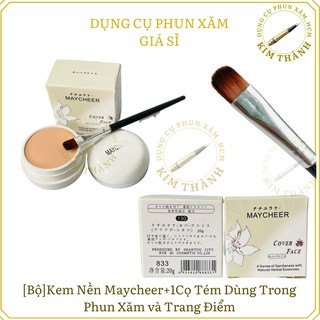 [Bộ]Kem Nền Maycheer+1Cọ Tém Dùng Trong Phun Xăm và Trang Điểm