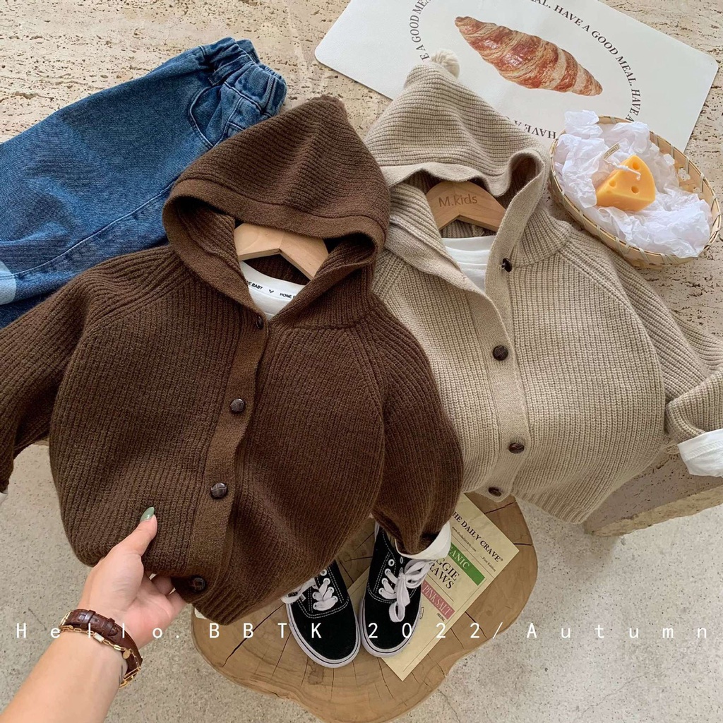 Áo len cardigan cho bé, áo khoác len bé trai bé gái thanh hằng baby 11kg đến 28kg