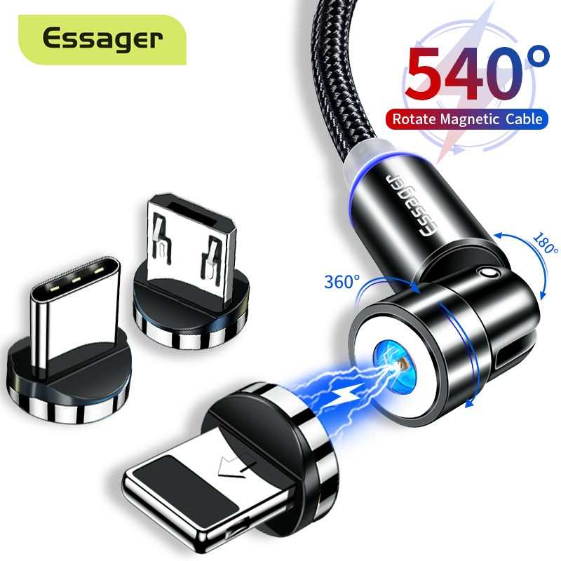 Cáp Sạc Nhanh Essager 540 Đầu Nam Châm Cổng Micro USB Type C Cho IPAndroid