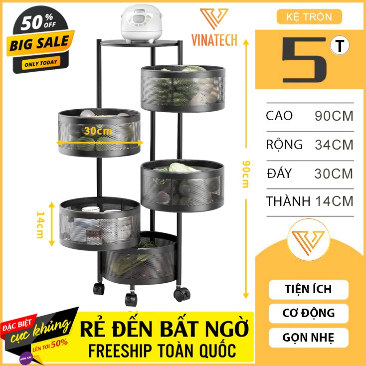 Kệ Xoay Thông Minh 3-5 Tầng, Kệ đa năng xoay 360 độ, Kệ Nhà Bếp Đa Năng Tải 150Kg, Thép Không Gỉ, Sơn Tĩnh Điện MKS031