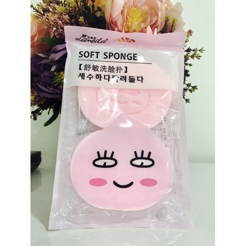 Bông rửa mặt Soft Sponge mềm mịn tẩy tế bào chết se khích lỗ chân lông ( Shop giao Màu &amp; Hình ngẫu nhiền)