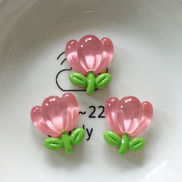 Set 10 Kẹp Tóc Hình Hoa Tulip Bằng Nhựa Trong Suốt DIY