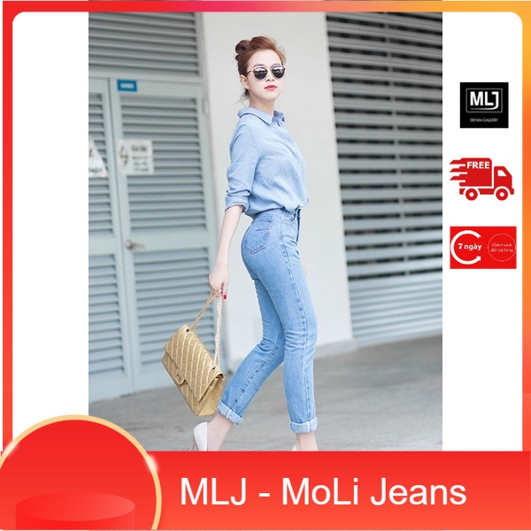 [50kg-90kg] Quần jean dài màu xanh nhạt truyền thống, lưng cao, co dãn mạnh dành cho Bigsize 60kg đến 90kg 4078
