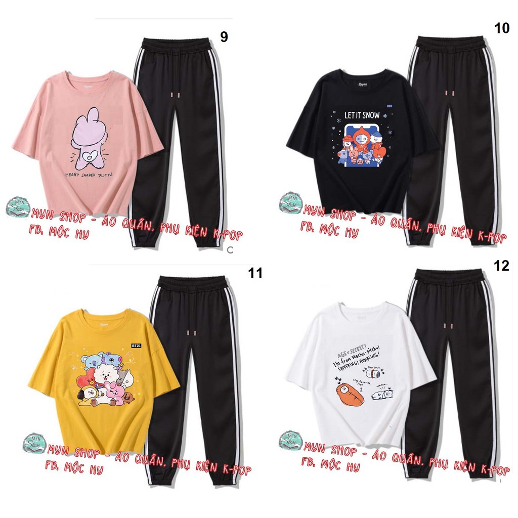 SET ĐỒ BTS - SET BT21 TATA, MANG, COOKY, SHOOKY, KOYA, RJ, VAN, CHIMMY - SET ÁO THUN