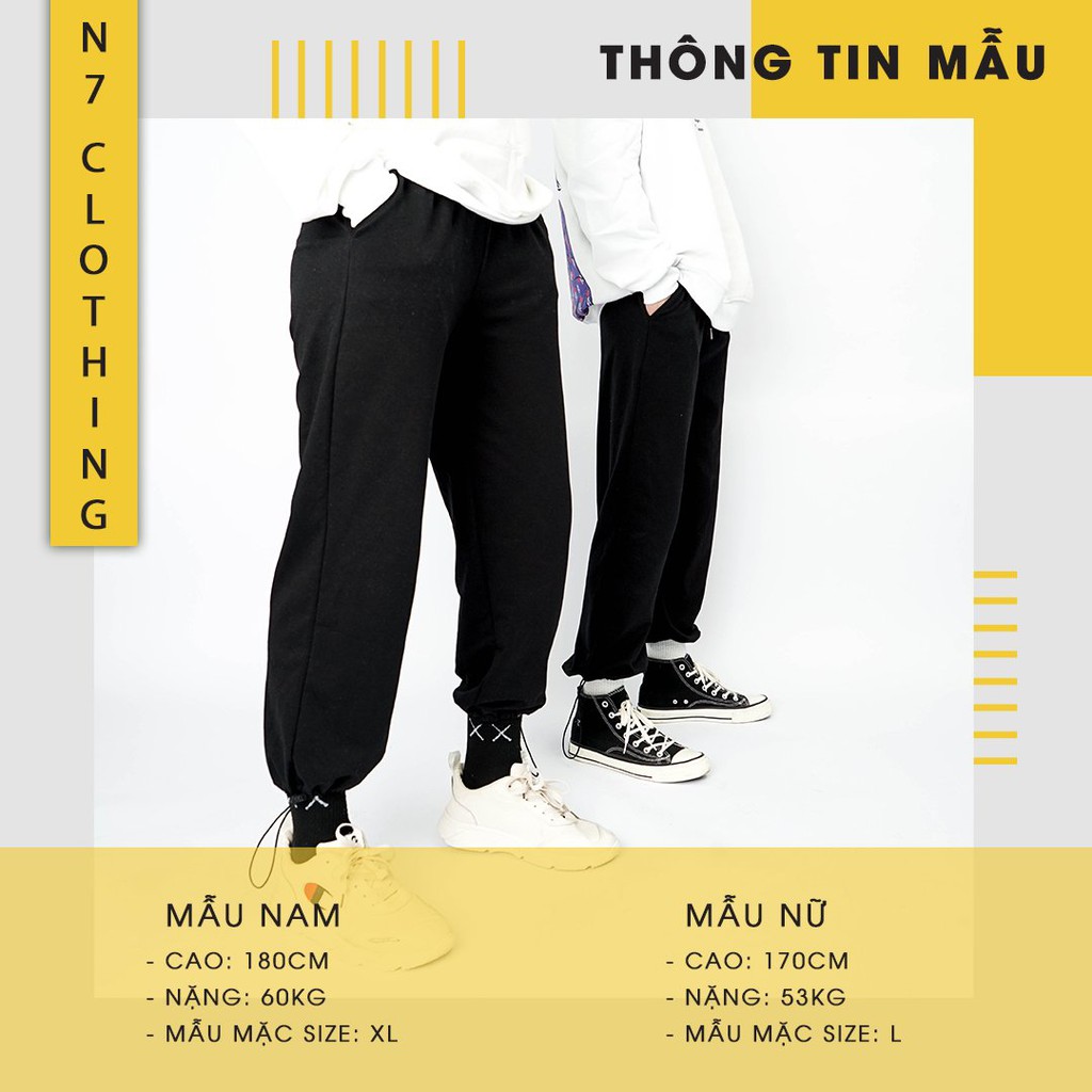 Quần jogger BÓ CHUN unisex N7 thể thao nam nữ nỉ cao cấp da cá bigsize thu đông basic pants ulzzang phong cách Hàn quốc | BigBuy360 - bigbuy360.vn