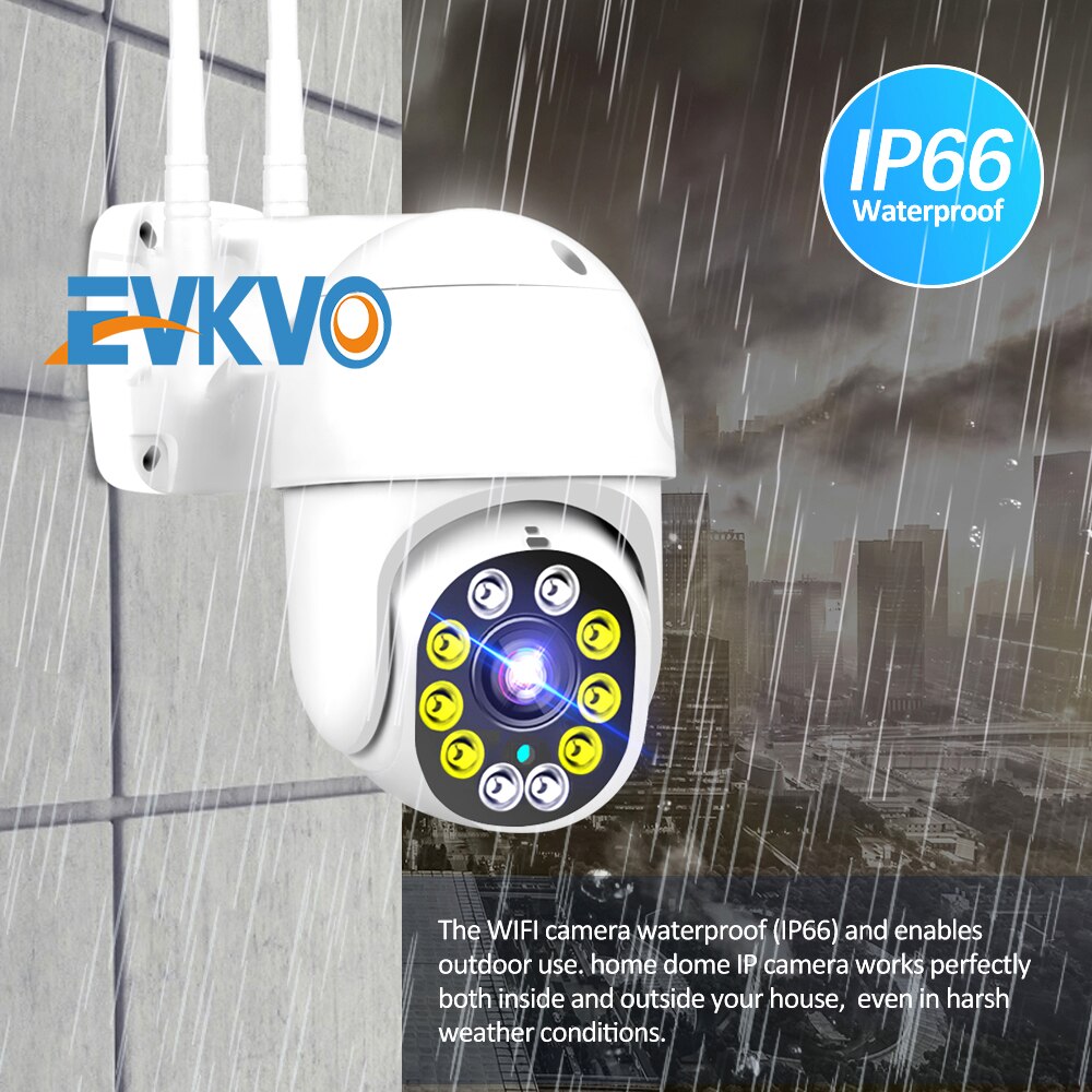 EVKVO - 10LEDs Tầm nhìn ban đêm đầy đủ màu sắc - YI LOT APP UHD 5MP WIFI CCTV Rotate Camera quan sát IP PTZ không dây ngoài trời không thấm nước