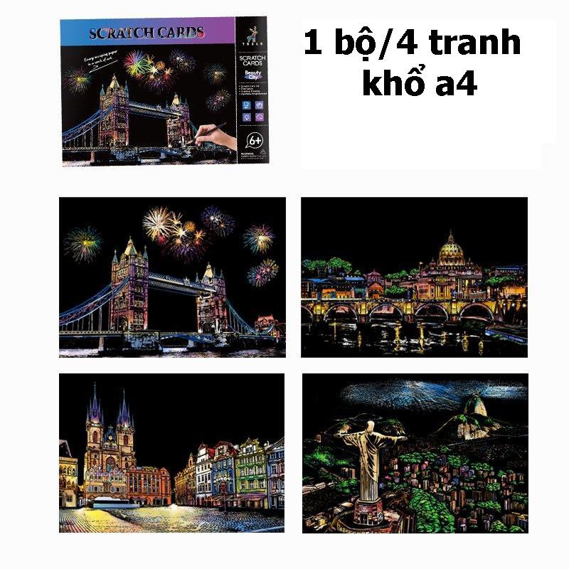 Tranh ánh sáng bộ/4 tranh khổ a4 Có sẵn tại TP.HCM