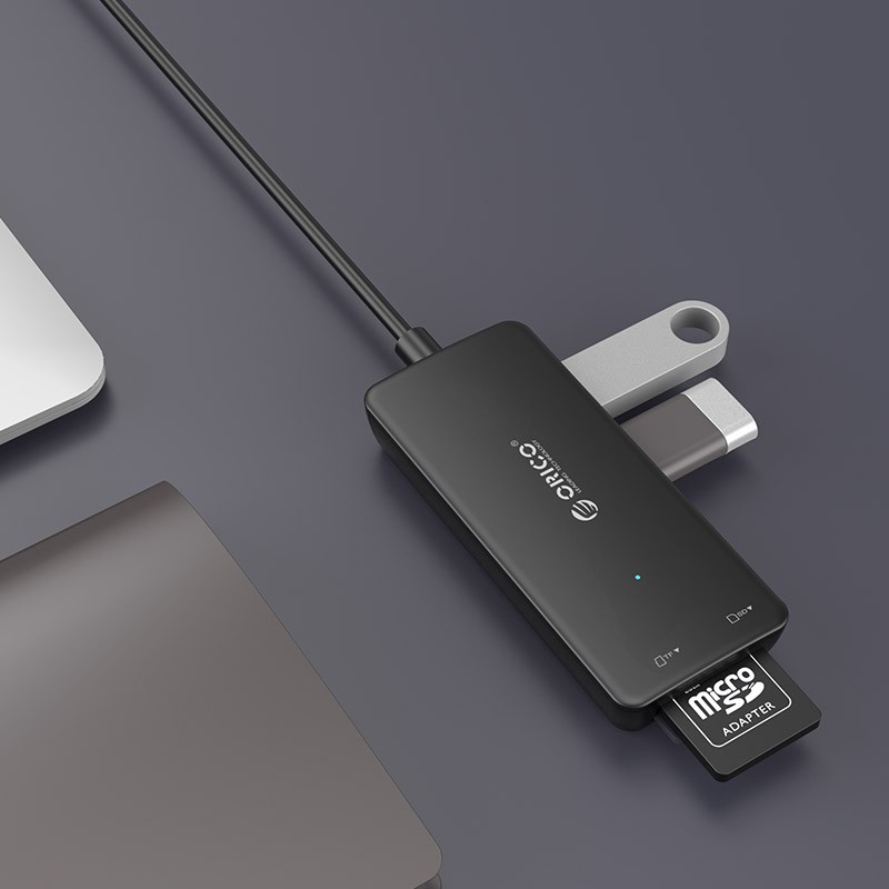 Hub 3 cổng USB 3.0 kết hợp đầu đọc thẻ nhớ SD&amp;MicroSD Orico H3TSU3 dc686