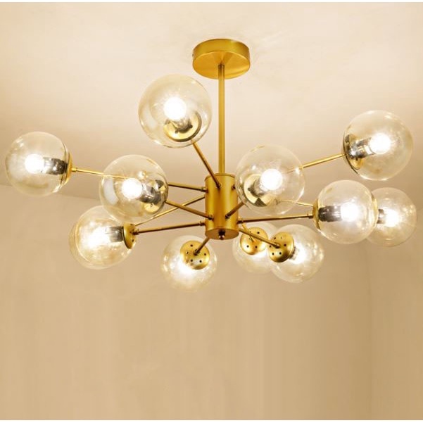Đèn chùm 12 bóng cao cấp trang trí phòng khách sang trọng kèm bòng LED chuyên dụng