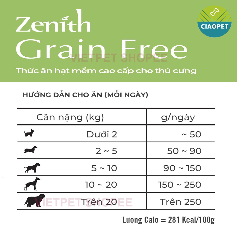 [1.2kg] Thức ăn cho chó - HẠT MỀM ZENITH (giành cho mọi giống chó và lứa tuổi)