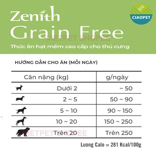 [1.2kg] Thức ăn cho chó - HẠT MỀM ZENITH (giành cho mọi giống chó và lứa tuổi) | không dị ứng | phân không thối