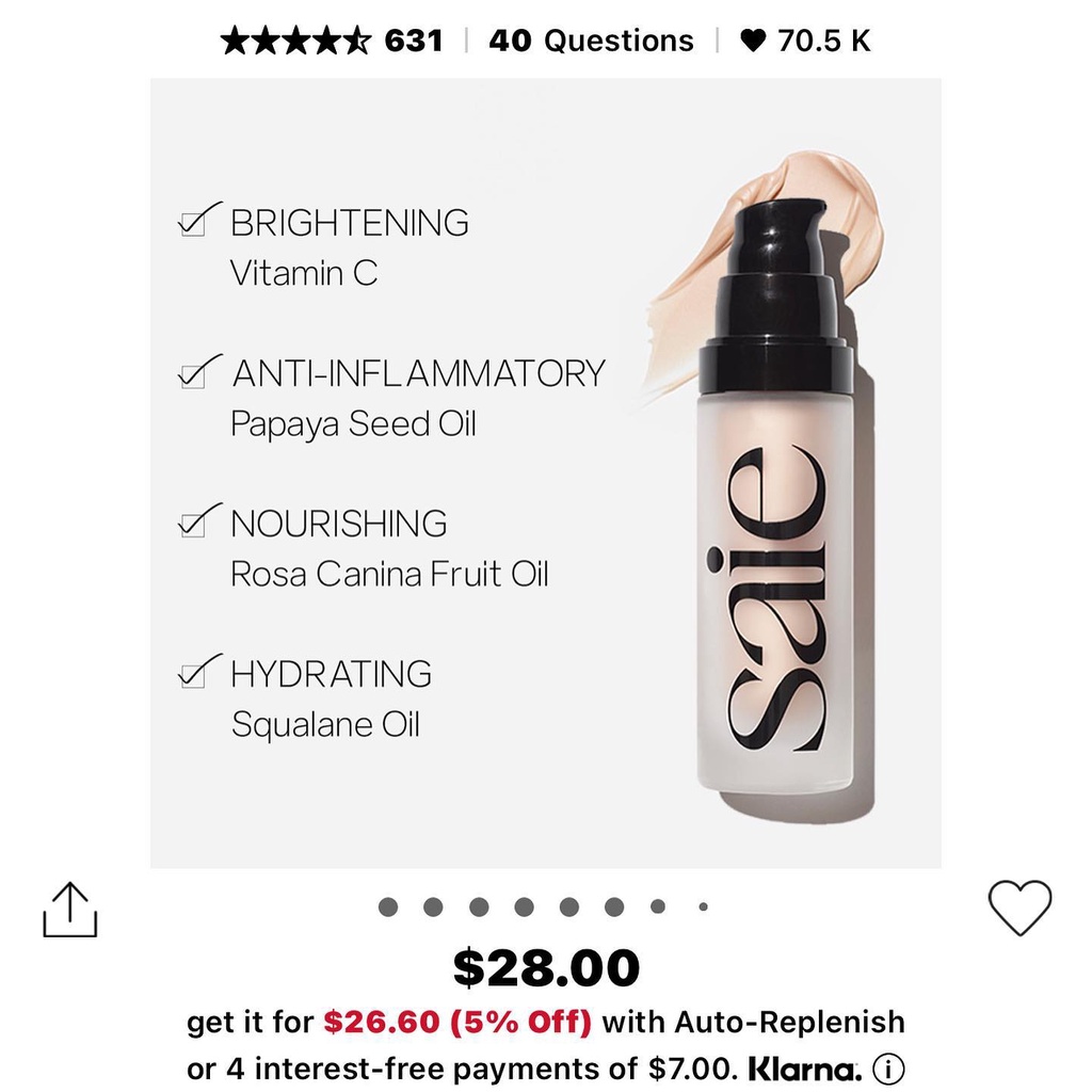 Highlight lỏng - kem lót Saie Glowy Super Gel Dewy $28