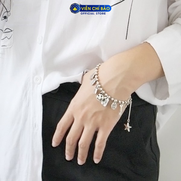Lắc tay bạc nữ dây bi mix charm chất liệu bạc Thái 925 trẻ trung cá tính thương hiệu Viễn Chí Bảo L000075