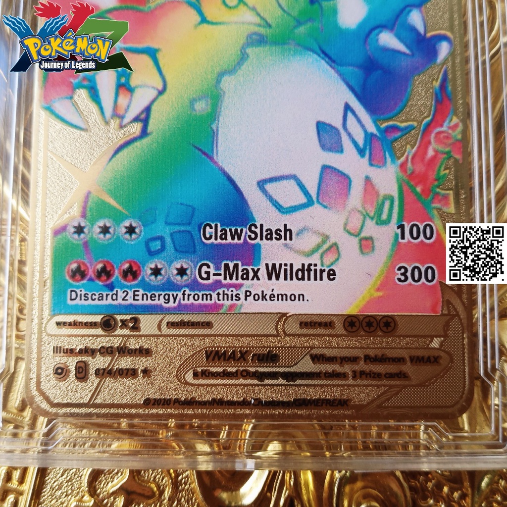 Thẻ bài Charizard Siêu cấp tiến hoá Vmax hợp kim Pokemon mạ vàng không gỉ chữ in nỗi 1834
