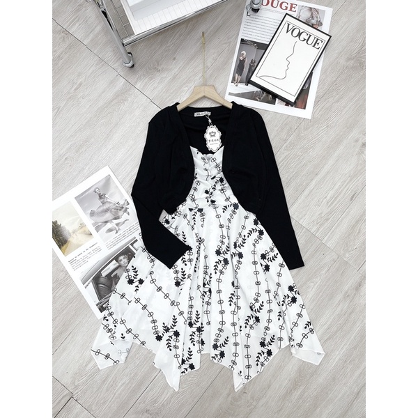 [ 𝐅𝐑𝐄𝐄 𝐒𝐇𝐈𝐏 ]  SÉT 2 MÓN CADIGAN KHOÁC MIX VÁY HOA 2 DÂY DÚM NGỰC