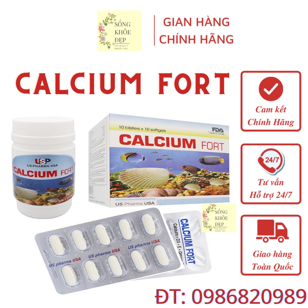 CALCIUM FORT HỘP 100 VIÊN bổ sung calci, D3, E, DHA, EPA tốt cho cơ thể.