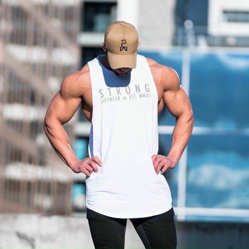 Áo tank top tập gym nam Strong chất vải 100% cotton mềm mịn