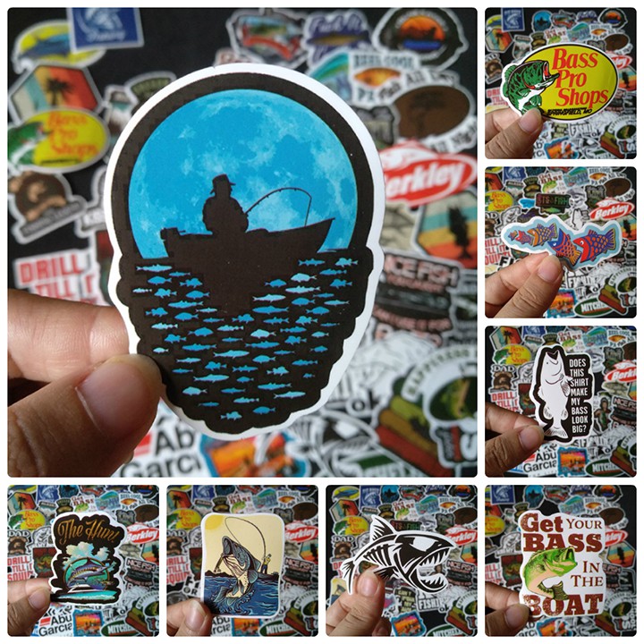 Bộ Sticker dán cao cấp chủ đề CÂU CÁ - FISHING - Dùng dán Xe, dán mũ bảo hiểm, dán Laptop...