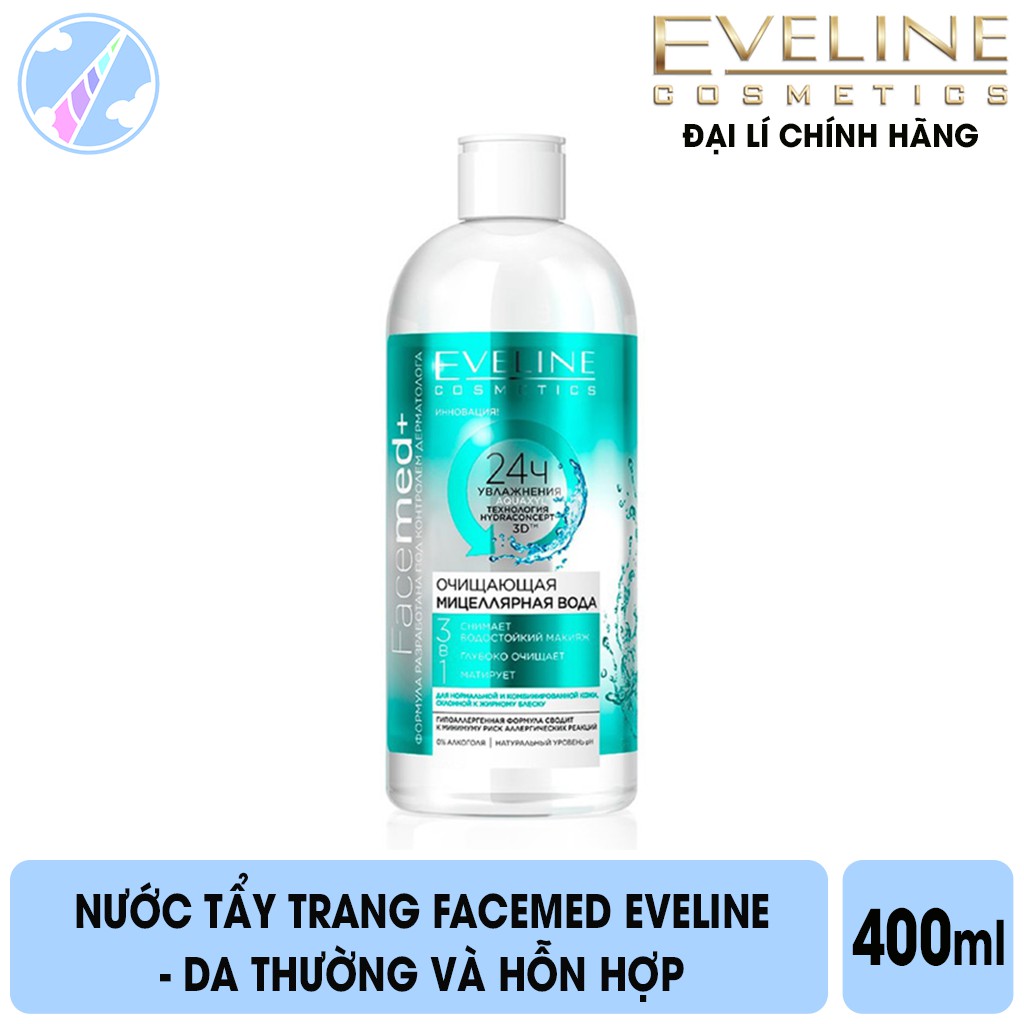 Nước Tẩy Trang Sạch Sâu 3 Tác Động Vượt Trội Eveline Facemed+ Micellar Water 400ml