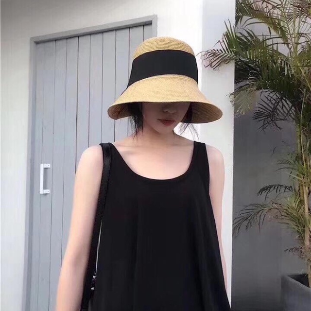 mũ cói nơ mềm
