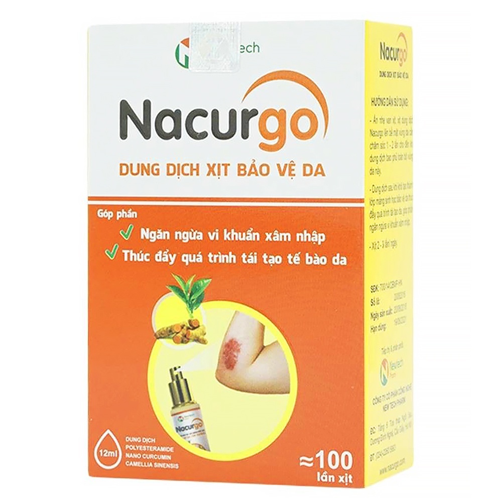 Nacurgo xịt Nghệ Nano - Dung dịch xịt bảo vệ da - Giúp tái tạo da/vết thương hở