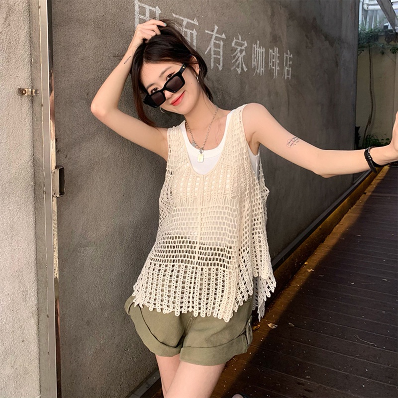 Áo Len Không Tay Cổ Chữ V Phong Cách Boho Thời Trang Cho Nữ