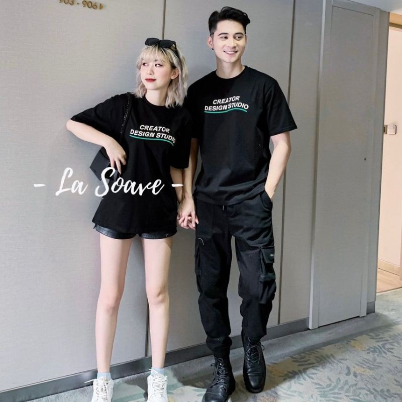 áo đôi tay lỡ nam nữ Unisex LA SOAVE hình gấu cực chất ( giá 1 áo )