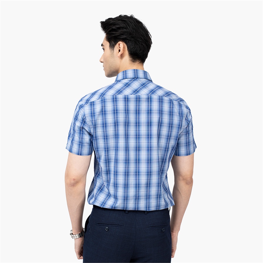 [MẪU MỚI] Áo sơ mi nam ngắn tay ARISTINO phom Perfect fit, họa tiết xanh kẻ trắng trẻ trung, lịch sự - ASS223S2